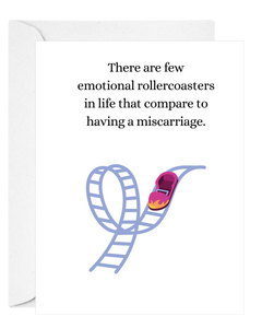 Card with rollercoaster illustration and text about miscarriage on a white background-sympathy card-Deathday Cards
